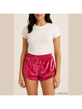 Vegas Crushed Velvet Shorts Womens Medium Pink Dolphin Hem High Waist Y2K